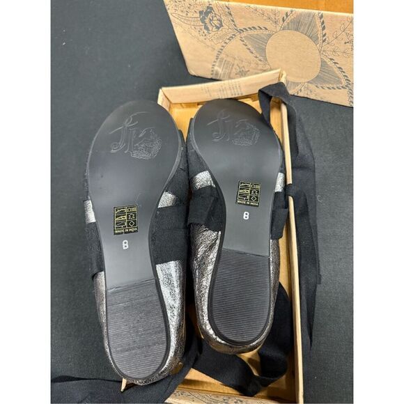 New Free People Cece Pewter Wrap Ballet Flats 8 - Picture 5 of 6